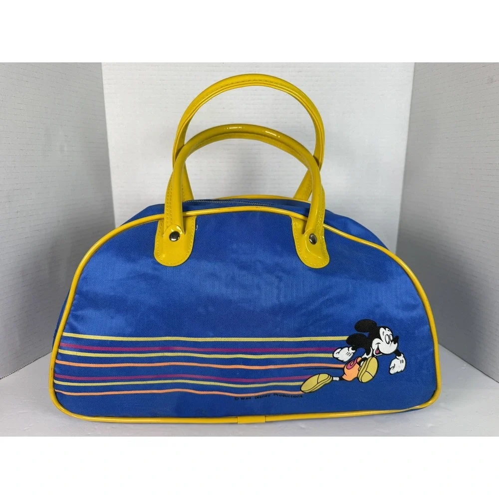 Vintage 70s Walt Disney Productions Running Mickey Mouse Gym Bag duffel Tote